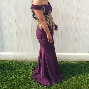 Azaria Bridal Prom Dress (Dark Purple & Gold)